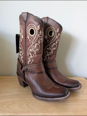 J.B. Dillon J.B. Dillon Reserve, Brown Leather Embroidered Western Harness Boots